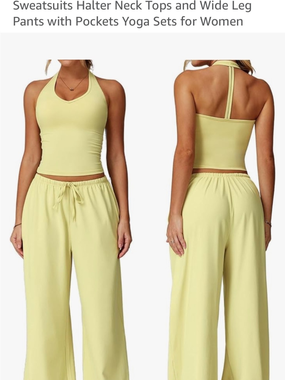 Womens 2 Piece Set Racer back Top & Wide Leg Pants with Pockets NEW SIZE LARGE - Picture 1 of 1